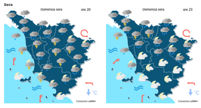 Le previsioni meteo del consorzio Lamma per domenica 23 Giugno