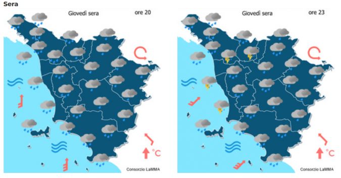 Le mappe meteo del consorzio Lamma