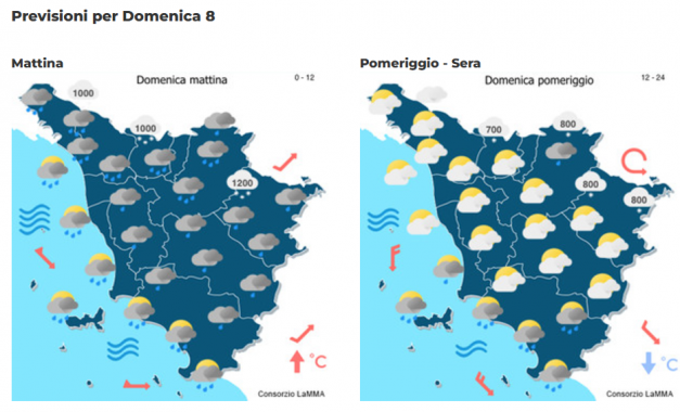 Le mappe meteo del consorzio Lamma